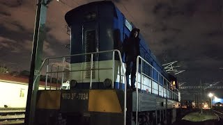 Покатушки на тепловозе ЧМЭ3Т-7024 по станции Баладжары/ Riding ChME3T-7024 shunting loco🇦🇿