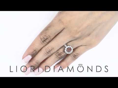 FD-551 - 2.35 Carat Fancy Pink Diamond Engagement Ring 18k White Gold Pave Halo