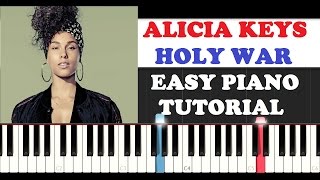 Alicia Keys - Holy War (EASY Instrumental Piano Tutorial )