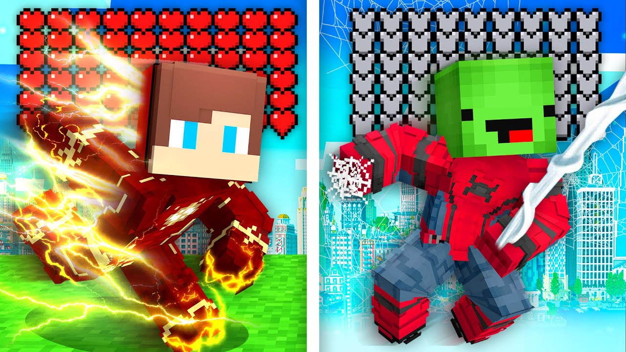 JJ & Mikey got SUPER POWERS turned into SUPERHERO DC and MARVEL In Minecraft! - Maizen