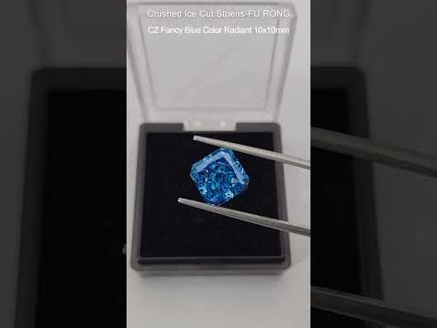 Wholesale Octagon shape Crushed Ice Cut Fancy Blue color Cubic Zirconia Loose Gemstones from China