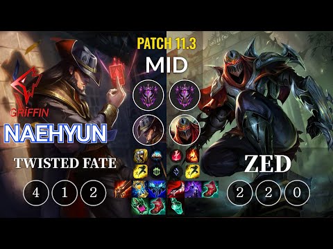 GRF Naehyun Twisted Fate vs Zed Mid - KR Patch 11.3