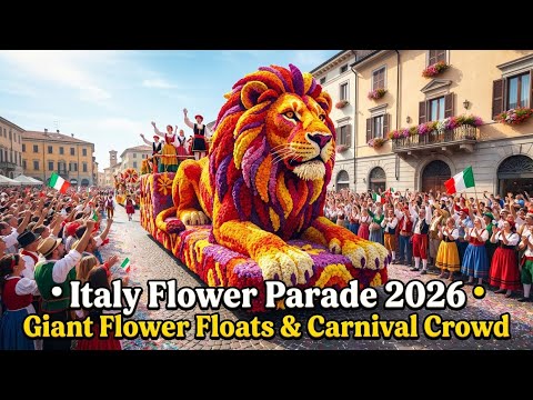 Italy Flower Parade 2026 • Giant Flower Floats & Carnival Crowd| Italian Floral Parade Full Event 4K