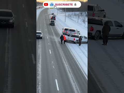 Shocking Icy Highway Moment Nearly Ends in Crash | Traffic Cam