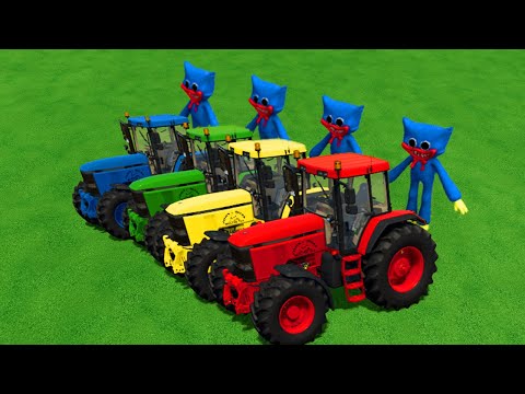 LOAD AND TRANSPORT HUGGY KISSY WITH JOHN DEERE TRACTORS - Farming Simulator 22