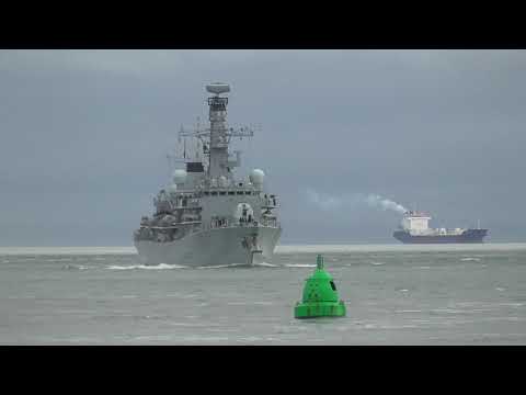 Royal Navy Frigate HMS Lancaster Entering Portsmouth 7th October 2021 following NATO Exercises