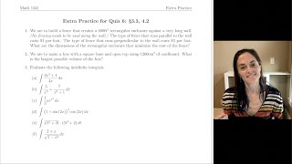 Calculus I: Quiz 6 Extra Practice