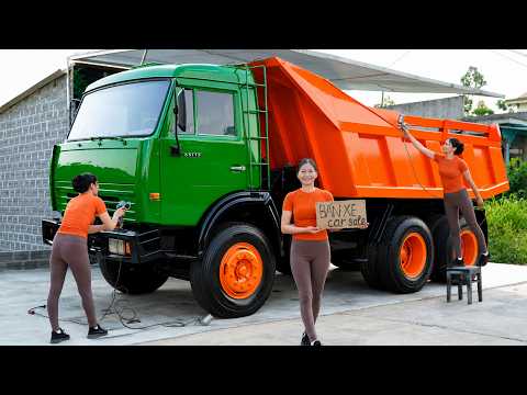 Genius girl: Completely restores the original paint of a KAMAZ (18-ton) truck to like-new condition.