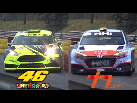 Valentino Rossi VS Thierry Neuville - Ford Fiesta WRC VS Hyundai i20 WRC at Monza Rally Show!