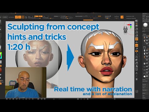 How to work from a concept - Stylized female head  from sphere in Zbrush