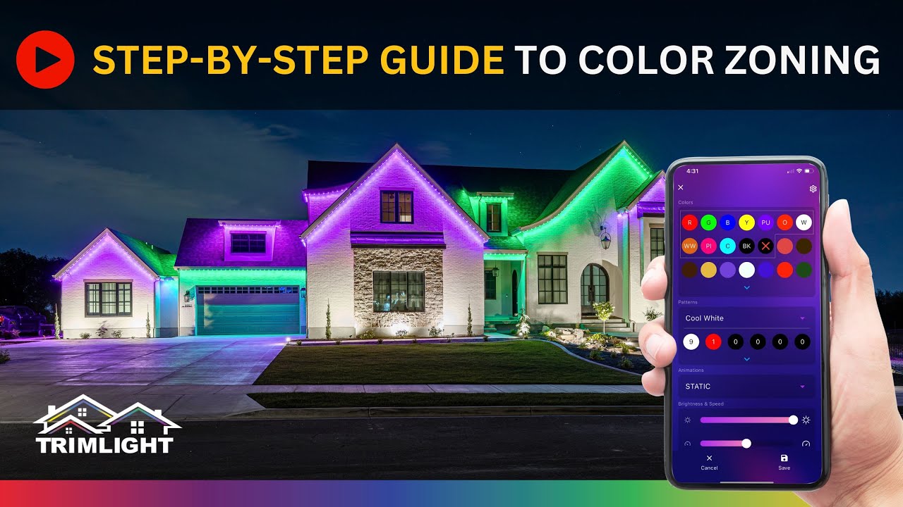 How do I set up color zoning for my home using the Trimlight Edge app?