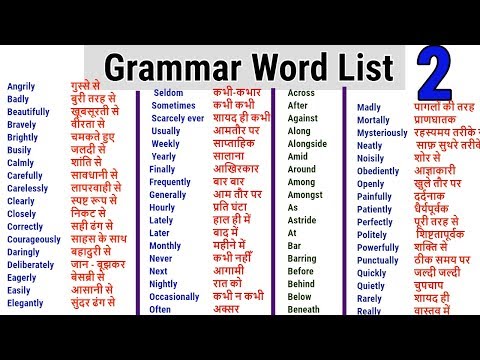 Word Meaning English to Hindi daily use word | Adverb List | Preposition word list Video