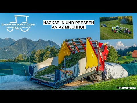 Unterwegs mit der Silospeed G 430 Schlauchpresse | Grashäckseln am A2 Milchhof | Huemer Ernteservice