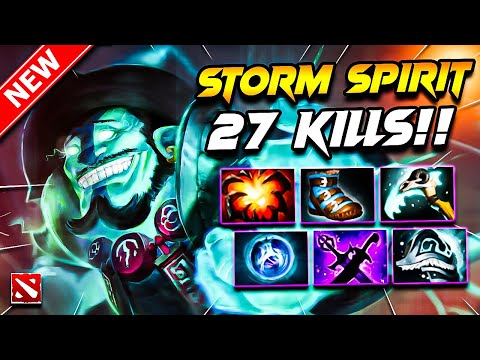 Dota 2 STORM SPIRIT Gameplay | ( x27 Kills!! ) Storm Spirit DOTA 2 Carry Build Pro Gameplay 7.40