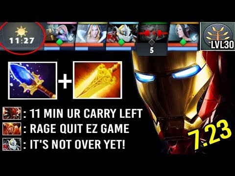 11 Min Carry Rage Quit 4vs5 7.23 Scepter Clockwerk +52 Armor Imba Overclocking Level 30 EPIC Dota 2
