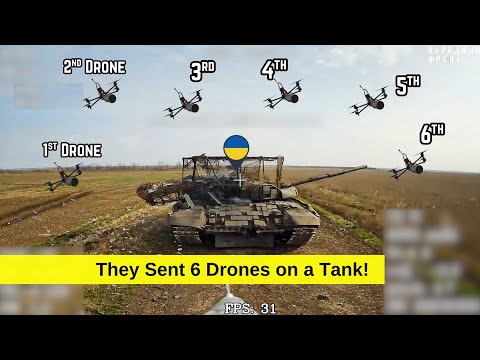 Ukrianian tank destroyed by 6 FPV drones Cor