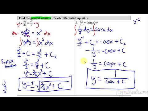 Calculus AB/BC – 7.6 General Solutions Using Separation of Variables