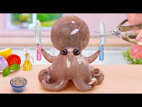 Best Food Combo 😍 How To Make Spicy Octopus & Purple Sweet Potato Noodles 💜 Tina Mini Cooking