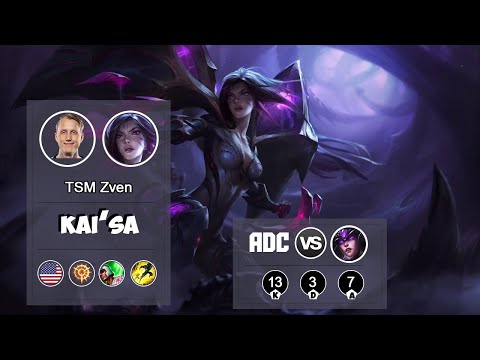 TSM Zven Kai'sa ADC  VS Syndra | LOL | S9 NA Challenger - Full Gameplay