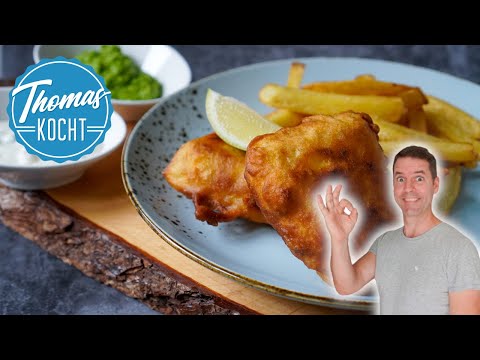 "Fish and Chips" mit selbstgemachten Pommes / Backfisch