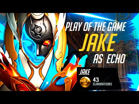 Jake Pro Echo and Genji - 43 elims! POTG! [ Overwatch Season 31 Top 500 ]