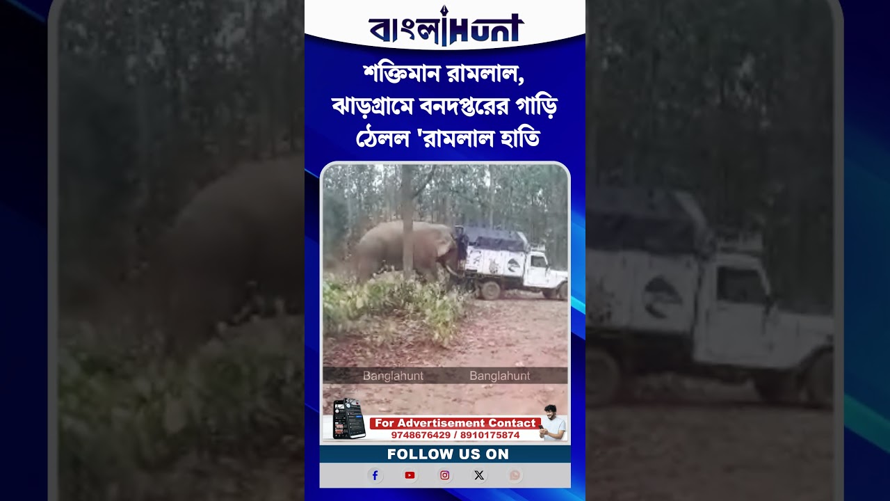 শক্তিমান রামলাল, ঝাড়গ্রামে বনদপ্তরের গাড়ি ঠেলল 'রামলাল হাতি