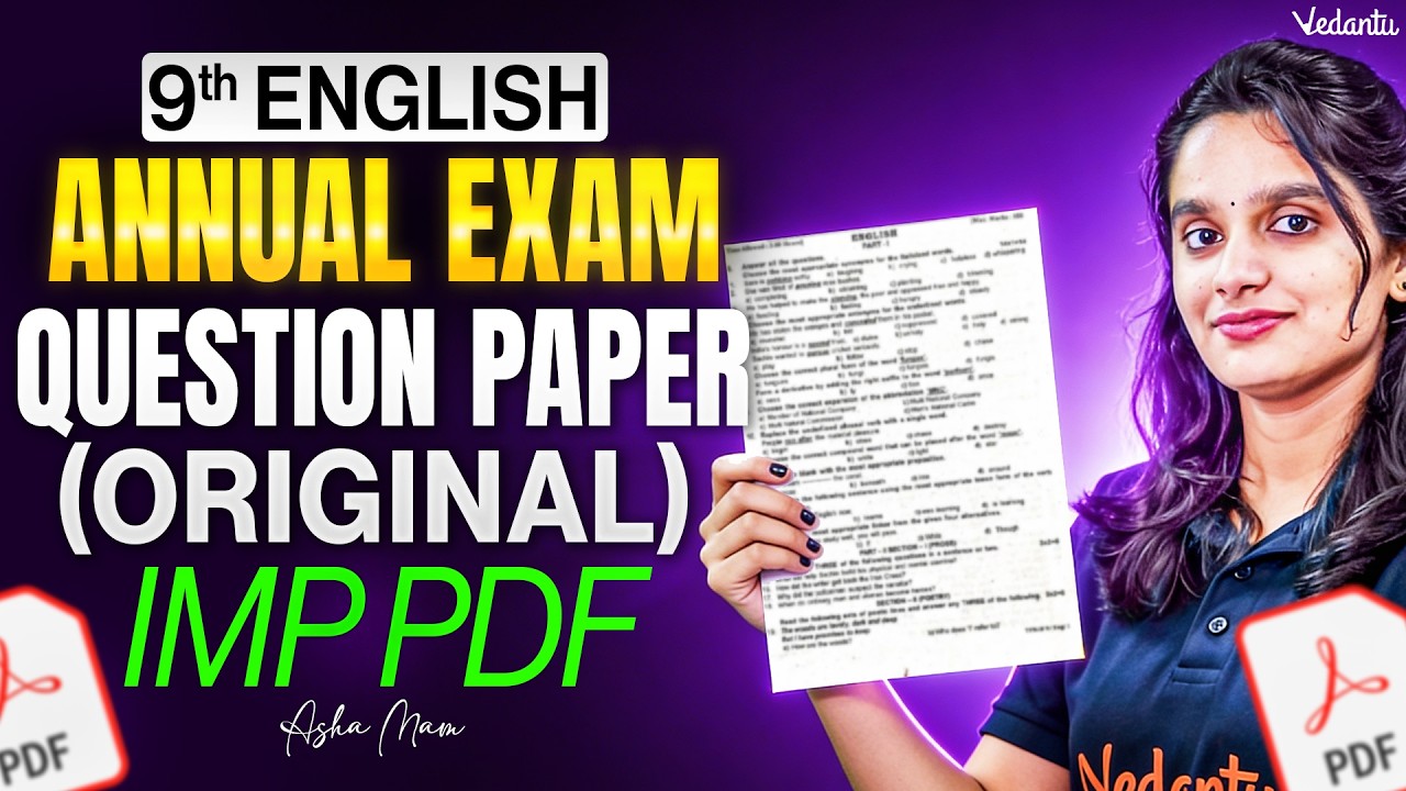 9th English | Important PDF Original Question Paper | Annual Exam 2026 | Shravanee Ma'am
