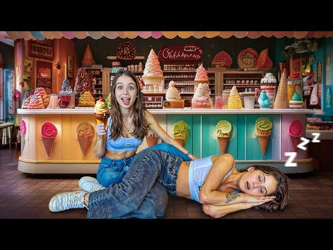 WE SPENT THE NIGHT IN AN ICE CREAM SHOP WITHOUT ANYONE NOTICING!!!