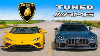 [carwow] Tuned AMG GTR vs Lamborghini Huracan: DRAG RACE