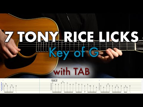 7 Tony Rice Licks in G // Bluegrass guitar lesson w/ TAB