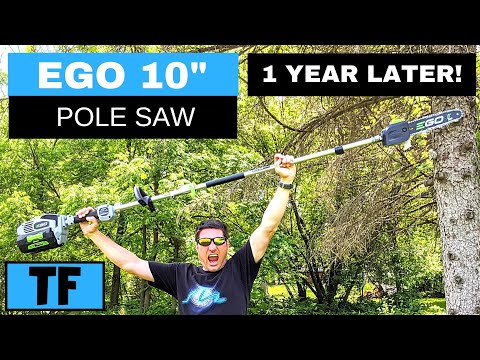 EGO 10-INCH POLE SAW REVIEW [Power+ PSA1000] - (1 Year Later!) at Lowes (Best Pole Saw?)