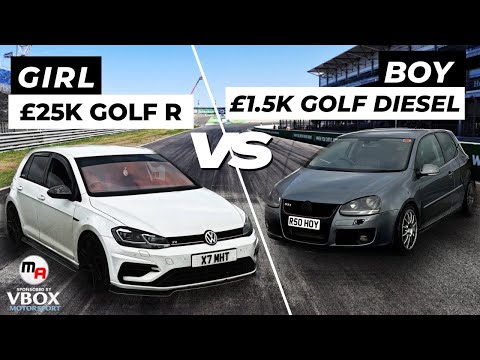 420BHP VW GOLF R (£25,000) VS 250BHP VW GOLF TDI (£1,500) - BOY VS GIRL - MA TRACK BATTLE