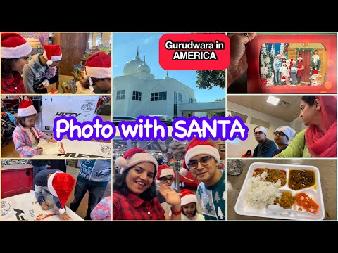 GURUDWARA langar THALI khana sewa photos with SANTA CLAUS life in AMERICA WINTER HOLIDAYS Anand
