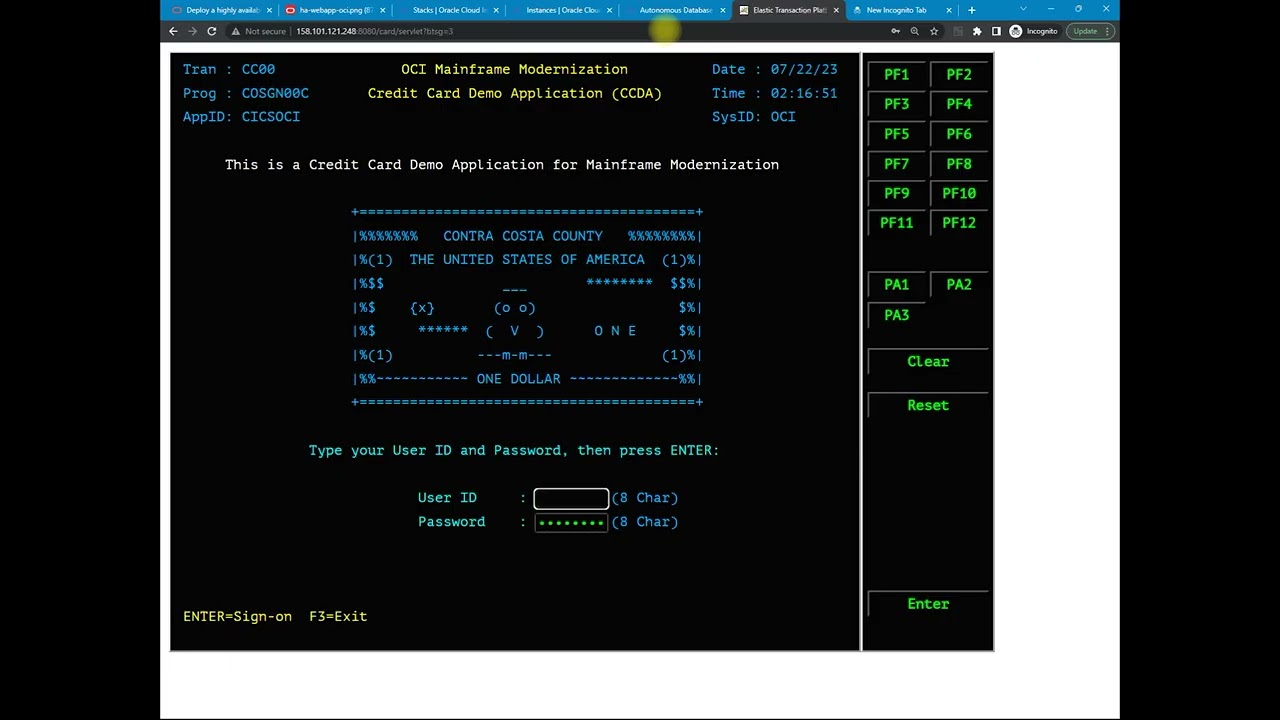 Mainframe application migration to OCI