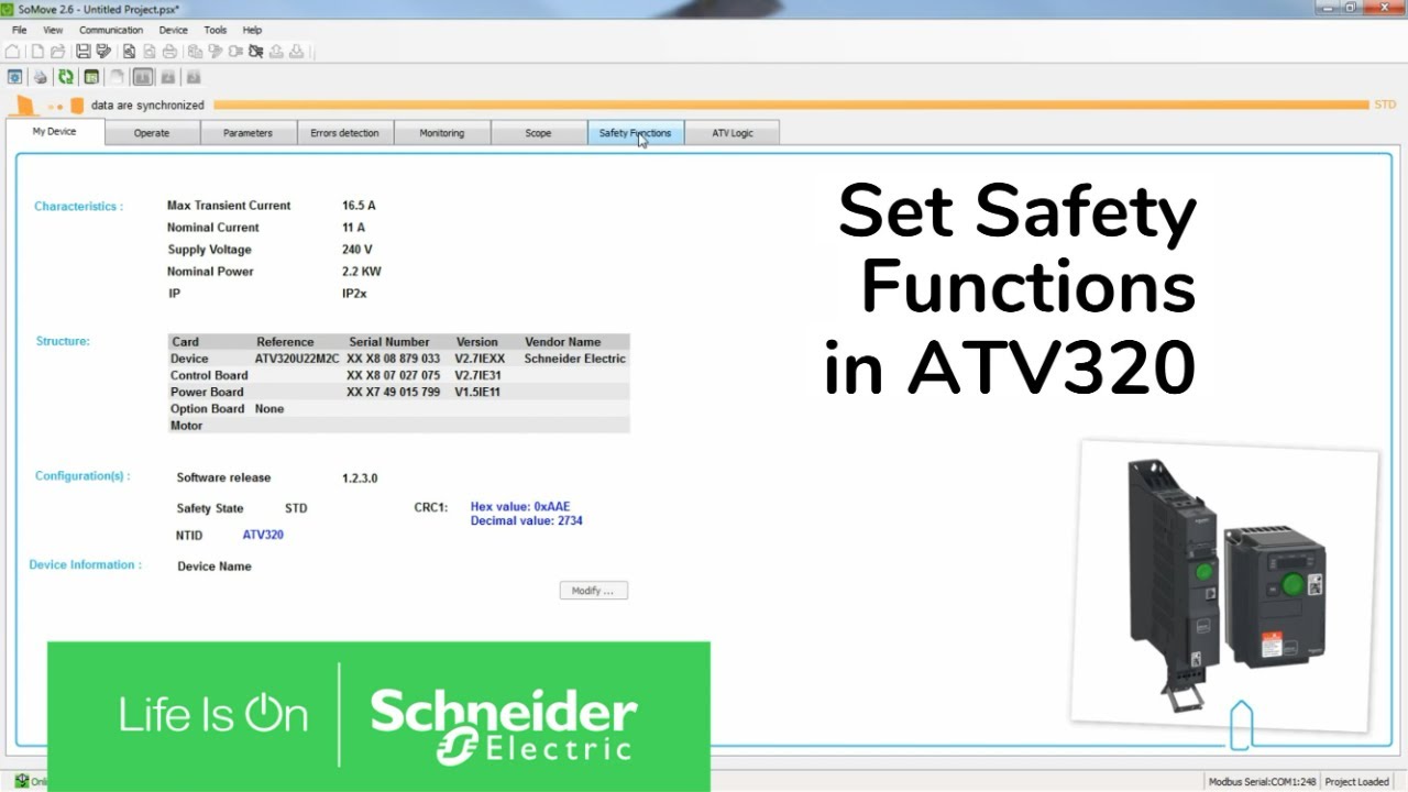 How to set safety functions in ATV320?