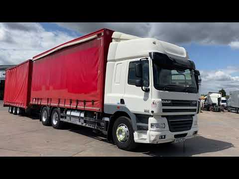 New In Stocklist For Sale: DAF CF85 410 EURO 5, 6X2 CURTAINSIDER DRAWBAR OUTFIT - 2013 - PF63 JTZ