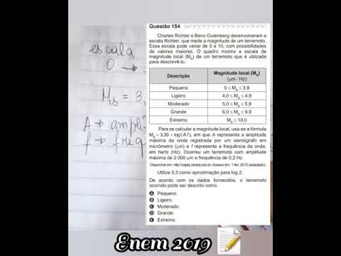 🔰RESOLUÇÃO/Questão Enem 2019/Escala Richter - Logaritmo