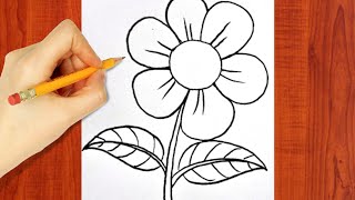 Very Easy Flower Drawing - How to Draw Flowers - Simple Drawings Step by Step