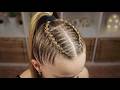 EASY SCHOOL HAIRSTYLES Double Accent Braids With High Ponytail For Girls