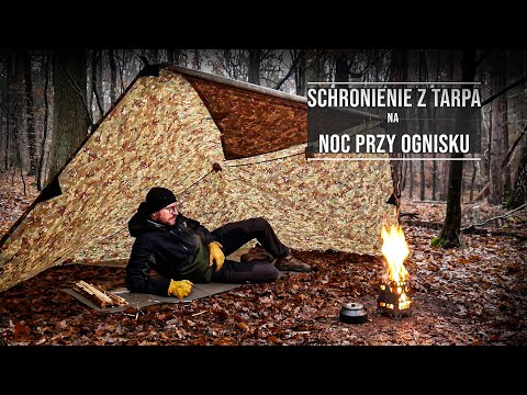 Noc przy ognisku pod tarpem i awaryjne schronienie - Szkoła Biwakowania 23