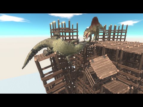 Purussaurus Battles on Tilting Tower Animal Revolt Battle Simulator
