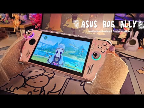 ☁️a pretty pink handheld pc🌷| asus rog ally aesthetic unboxing | genshin & more