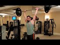 215lbs for 5! Hang Power Clean + Push Press on Cheese Grater Hotel Bar