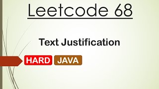 YouTube video 'Leetcode 68 Text Justification (Java)'