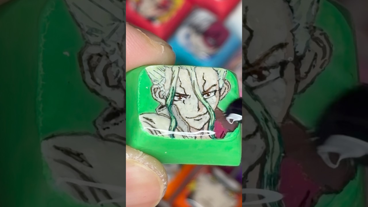 3/27【ALT】キーキャップに「石神千空」を描いてみた〜手描きカスタムキーキャップ制作過程〜　#キーキャップ #手描き #drstone #LETSRESIN