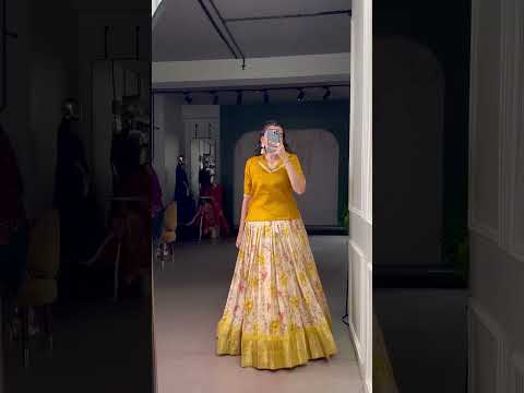 Teal Blue Elegant Dola Chex Floral Printed Lehenga with Zari Weaving and Sequined Banglory Blouse – Stitched Set