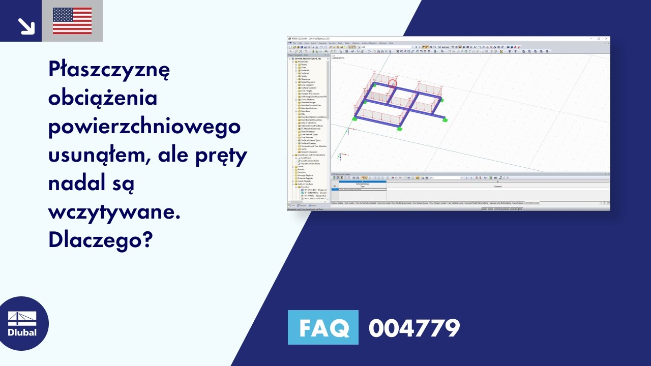 [EN] FAQ 004779 | Płaszczyznę obciążenia powierzchniowego usunąłem, ale pręty nadal są wczytywane. Dlaczego ...