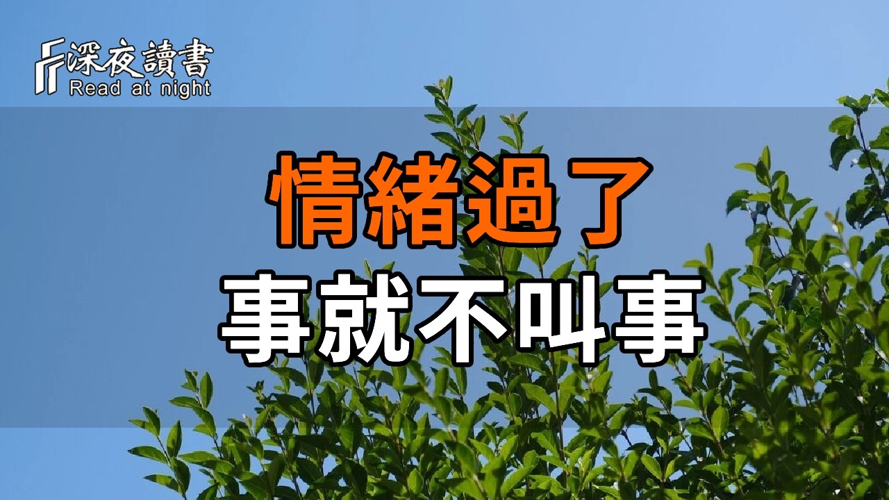 情緒過了，事就不叫事：戒掉內耗，找回內心的安定與從容【深夜讀書】#人生感悟 #正能量 #情感 #晚年幸?