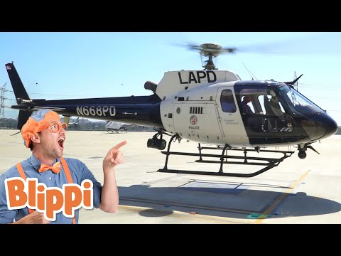 Blippi Explores a Police Helicopter | Blippi | Cars, Trucks & Vehicles Cartoon | Moonbug Kids