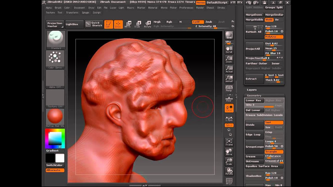 how to find the center zbrush